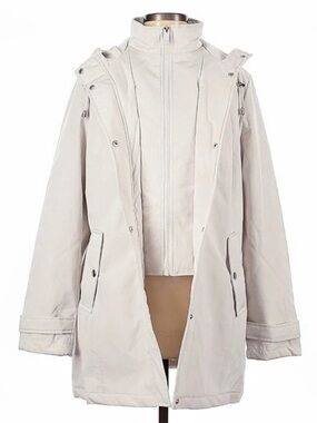 HFX Quilted Hooded Coat in White Size Medium